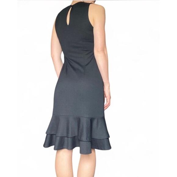 Vintage Ralph Lauren Sport black ruffle hem midi dress size S - Picture 2 of 6
